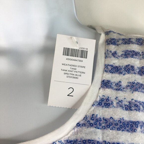 NWT Chico's Weathered Stripe Blue and White Sequined Tank Top Size 2 - Picture 6 of 11